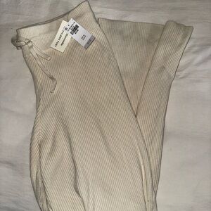 Abercrombie & Fitch Cream Ribbed Pants